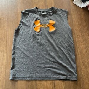 Grey and orange under armor summer tank top kids medium sports clothing for kids
